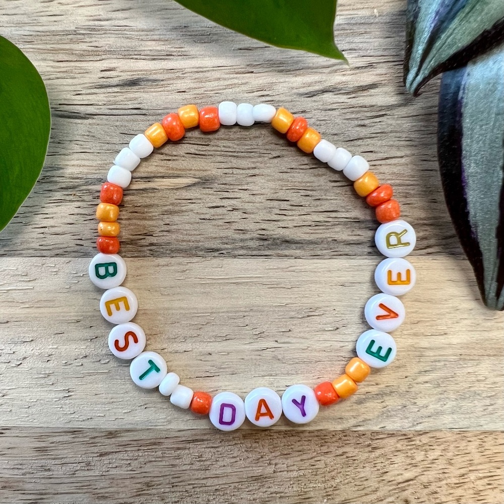 Best Day Ever Bracelet | Orange Seed Beads | Elastic Stretch | Mac Miller